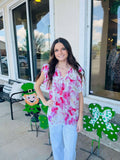 Sherri Floral Print Flutter Sleeve Top