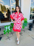Very Berry Looping Floral Mini Dress