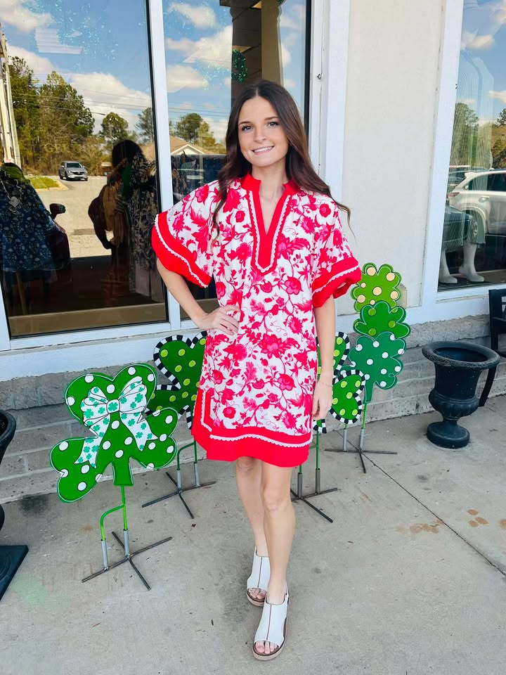 Very Berry Looping Floral Mini Dress