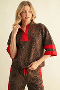 Livi Leopard Half-Sleeve Front Zip Top