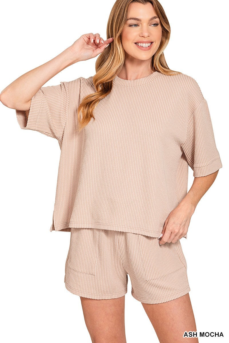 Ashley Marie Ribbed Short Matching Set