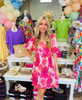 Julia Floral Puff Sleeve Square Neck Dress