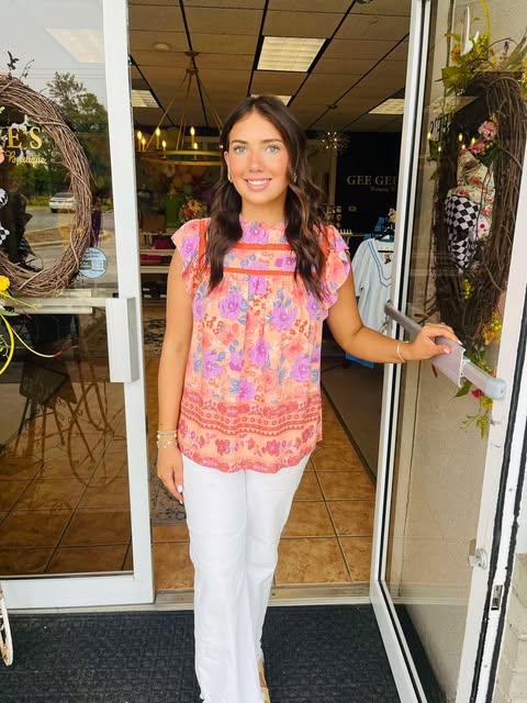 Audrey Border Print Top
