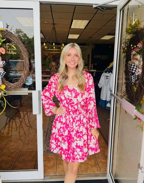 Andrea Pink Floral Print Mini Dress