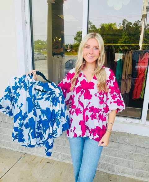 Violet Floral Print Top