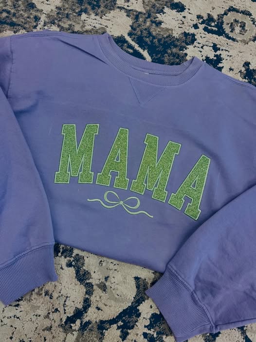 Purple Mama Applique Beach Wash Sweatshirt