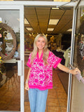 Julia Pink Floral Printed Top