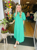 Shayla Green Striped Midi Dress