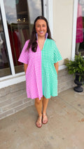 Olivia Multi Seer Gingham Adrienne Dress