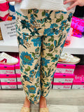 Brita Blue Floral Mix Ankle Crop Pants
