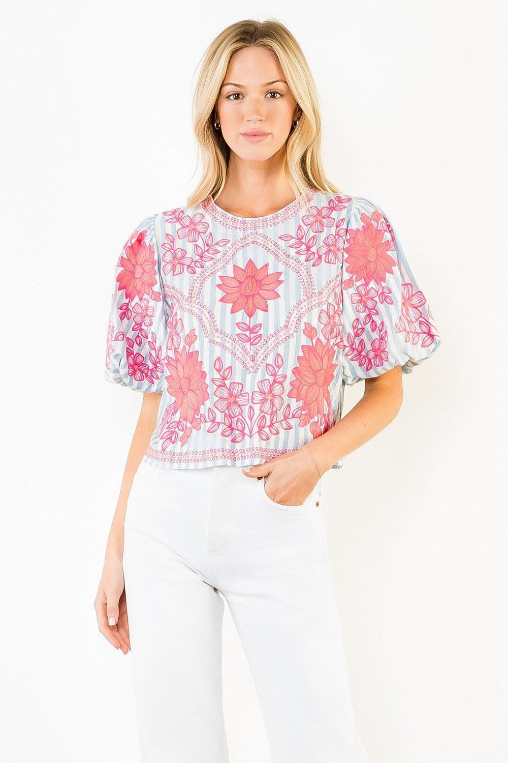 Valerie Striped Embellished Top