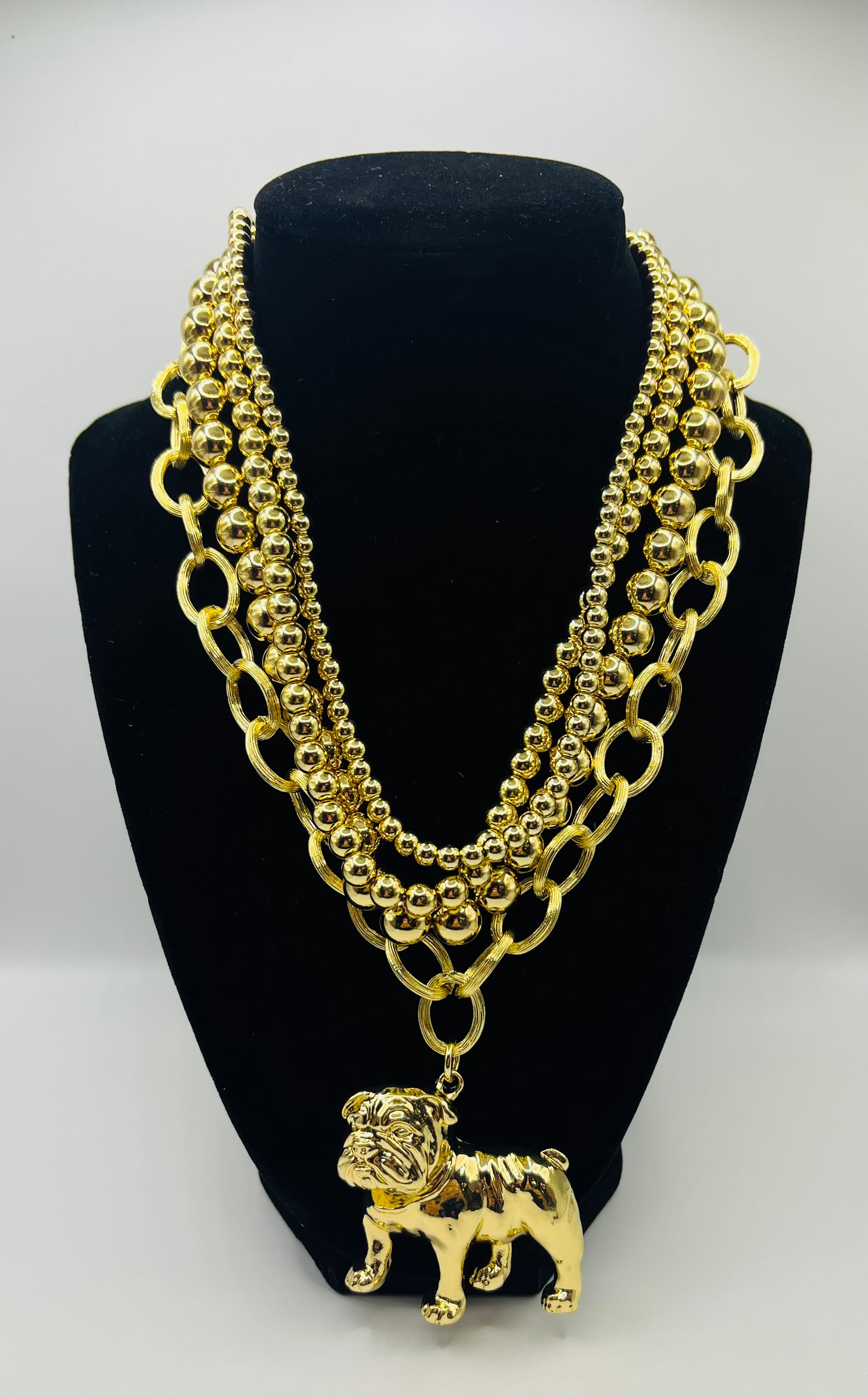 Bree Beaded Layered Standing Dog Necklace