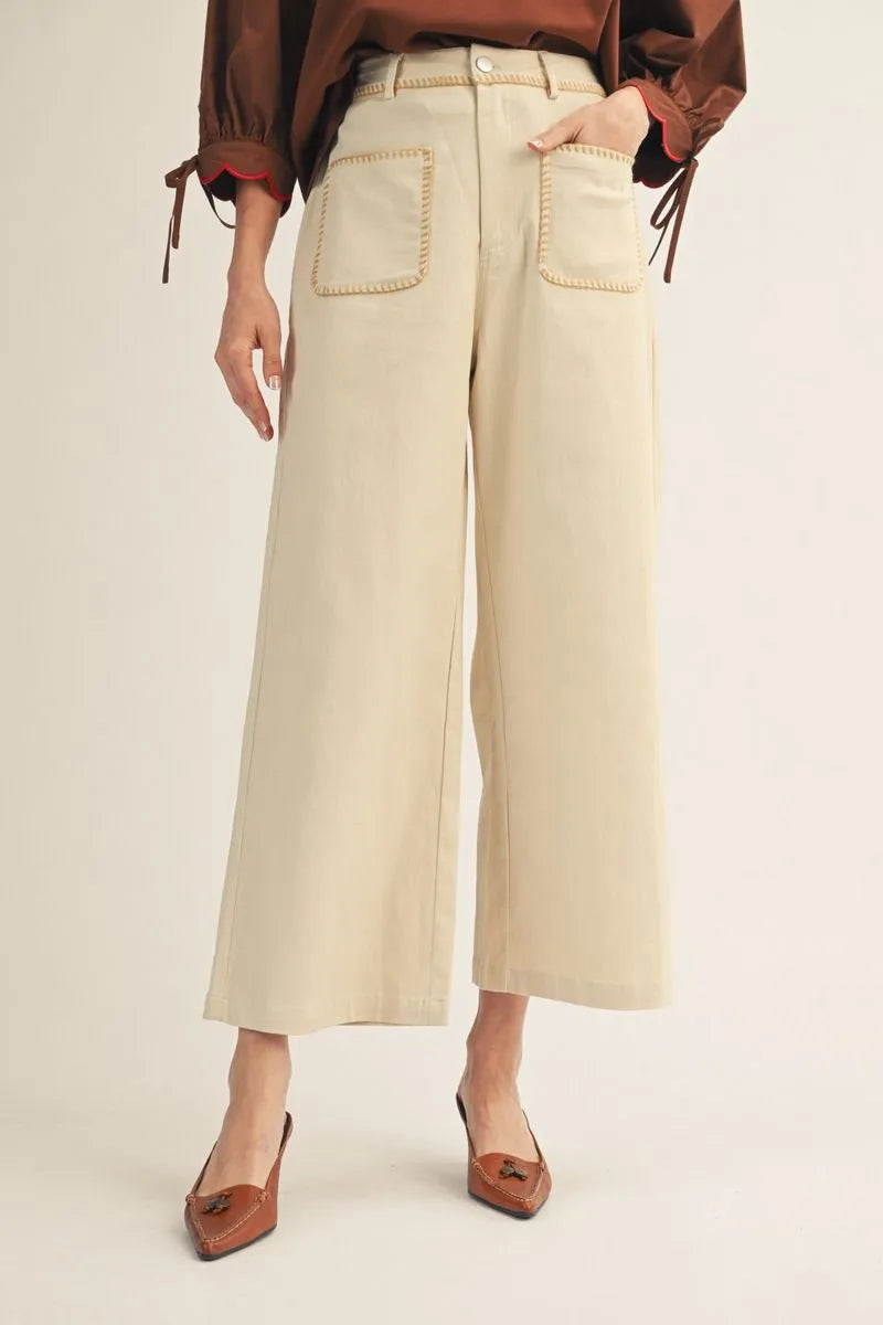 Karmen High Waist Pants with Stitch Accent