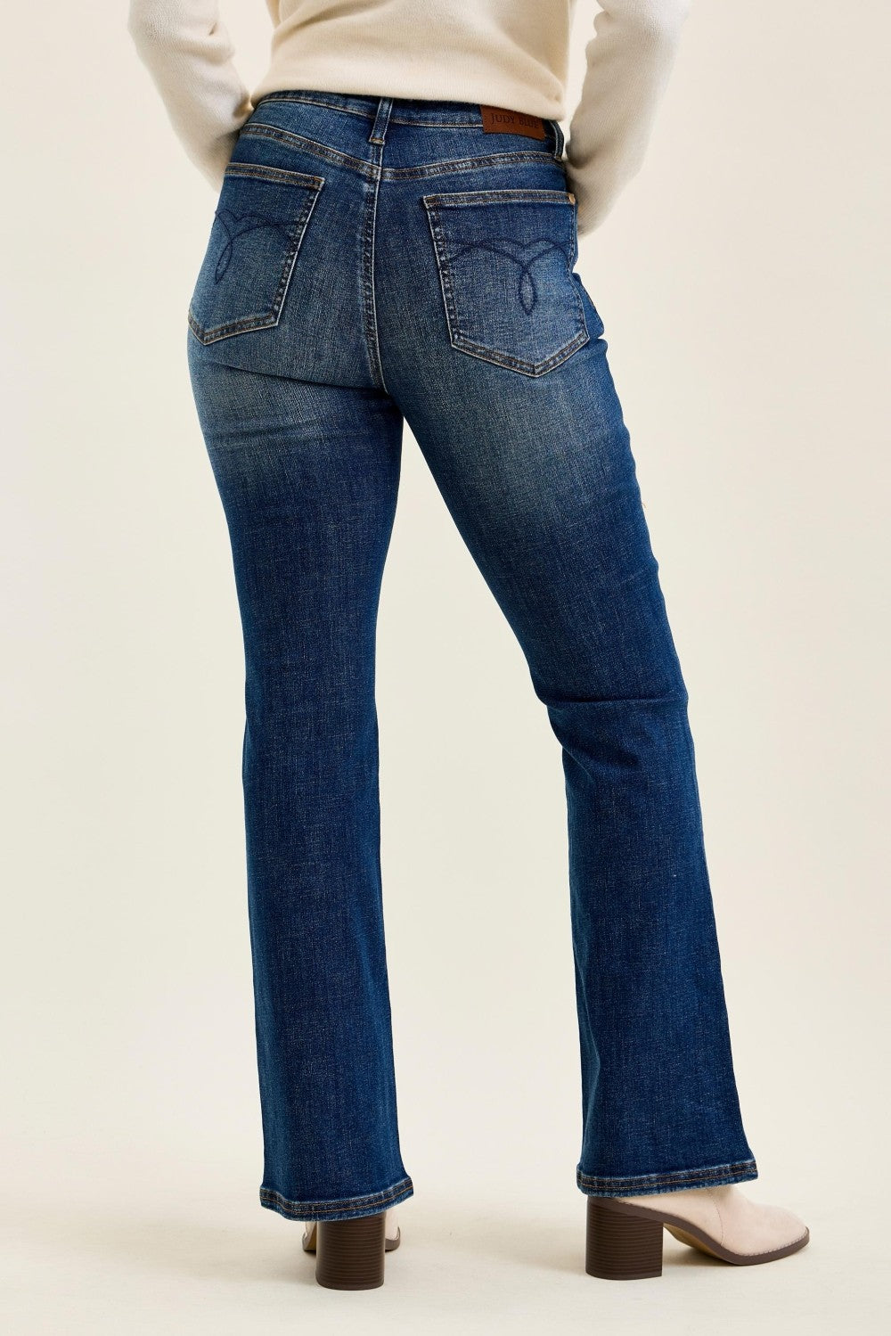 Judy Blue Mid-Rise Bootcut with Harness Trim Dark Jeans