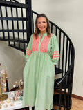 Letty Lime Boho Embroidered Babydoll Dress
