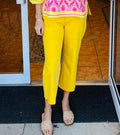 Judy Blue Yolanda Yellow Cropped Wide Leg Braided Waistband Jeans