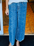 Judy Blue Zana Printed HW Ankle Wide Jeans