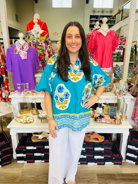 Curvy Bailey Boho Floral Blouse