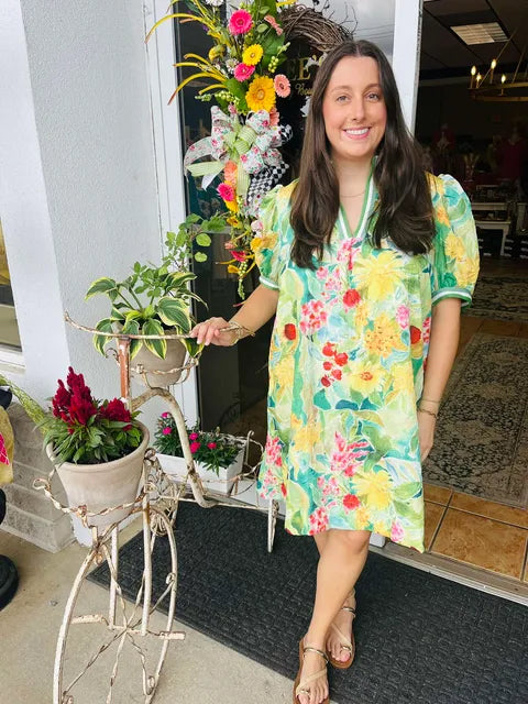 Curvy Julie Floral Print Mini Dress
