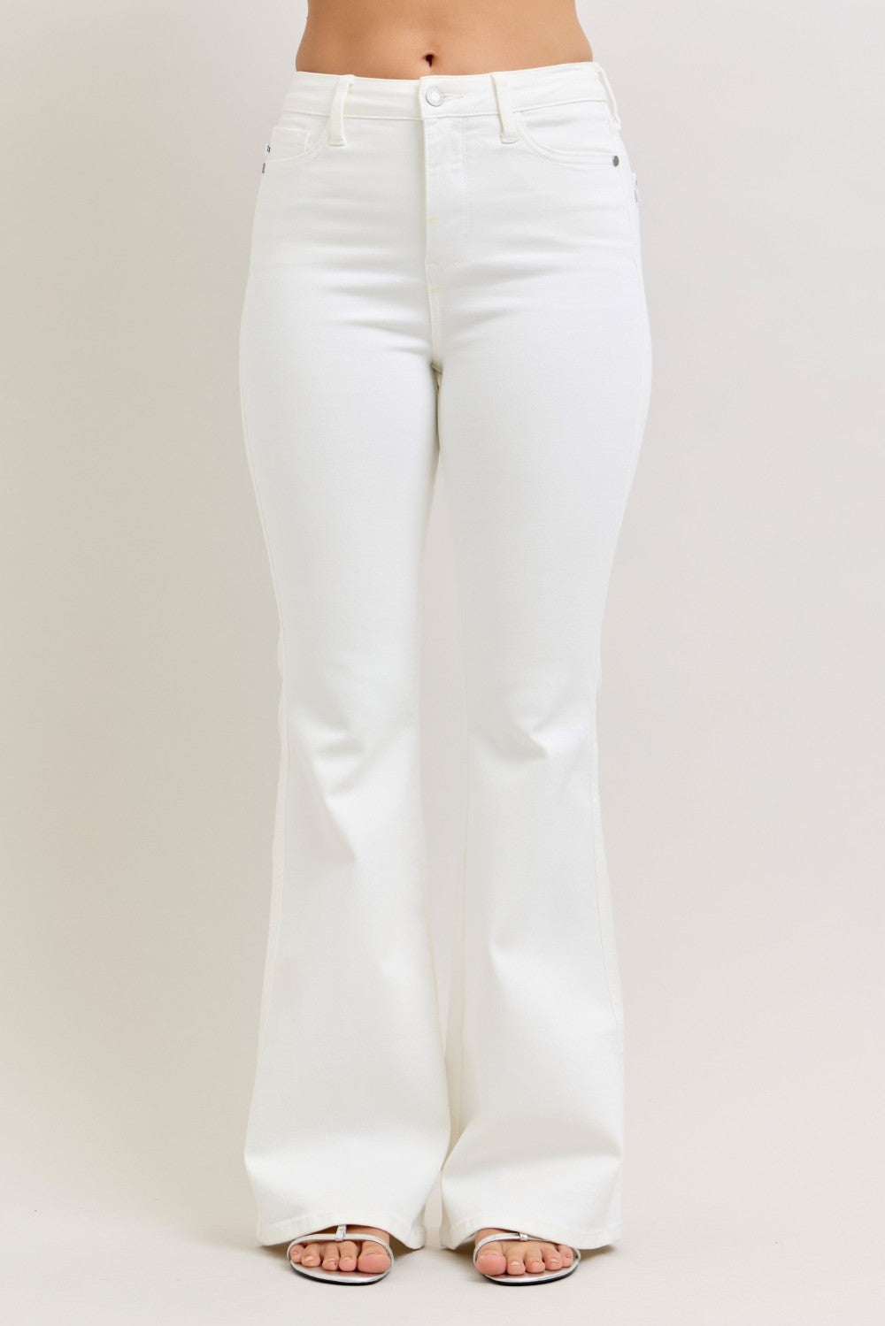 Judy Blue Tinslee HW Tummy Control White Flare Jeans
