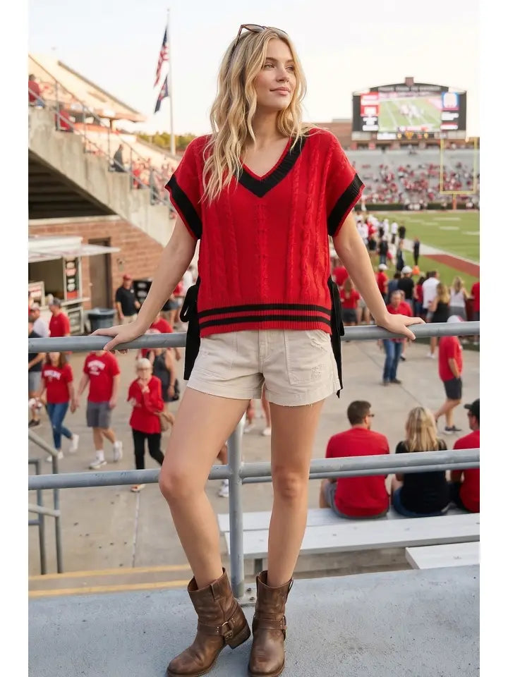 Gameday Cable Knit Varsity Sweater