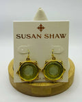 Susan Shaw Gold & Clear Venetian Glass Coin Earring