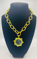 Susan Shaw Gold Clear Venetian Glass Coin Chain Necklace