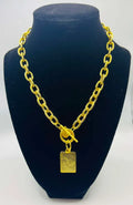 Susan Shaw 16" Gold Toggle Necklace & Mahjong Charm Necklace