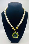Susan Shaw Gold Clear Venetian Glass Horse Necklace