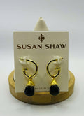 Susan Shaw Brown Quartz On Gold Earrings