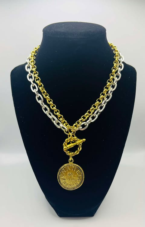Yochi Chanel Mixed Metal Necklace