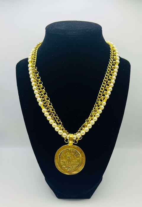 Yochi Gold & Pearl Layered Chanel Necklace