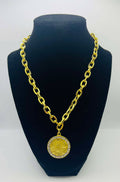 Yochi Diamond Chanel Stamped Necklace