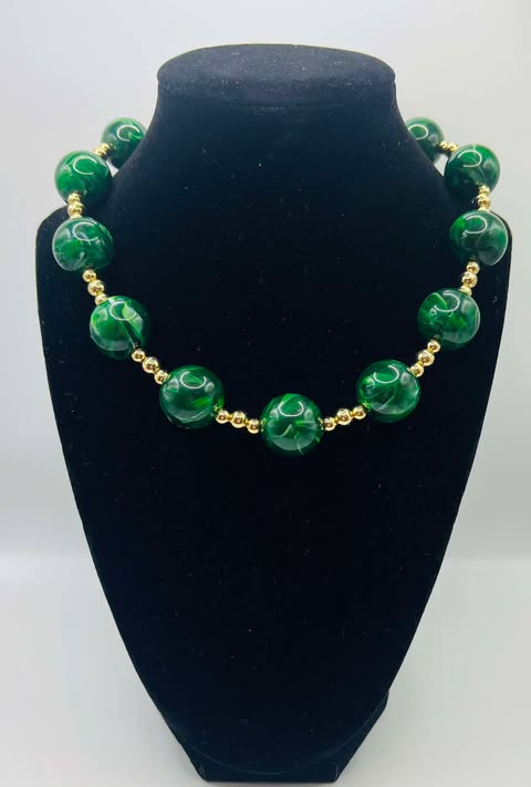 RG Water Resistant Green 20 MM Large Beaded Necklace