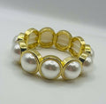 RG Gold Wrapped With Pearl Stretch Bracelet