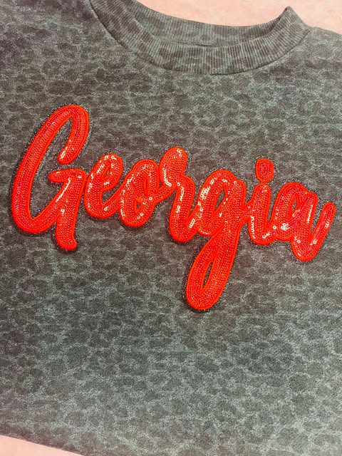 Georgia Sparkle Cheetah Print Sweatshirt