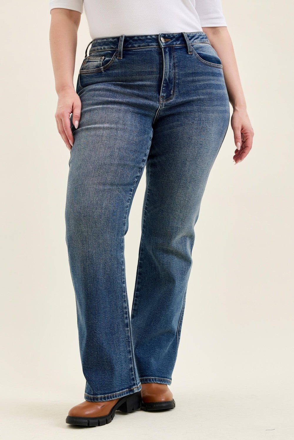 Judy Blue Curvy Mid Rise Daisy Bootcut Indigo Dusk Rider Jeans