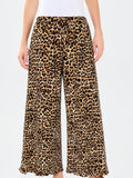 Lenzie Leopard Wide Ruffle Hem Pants