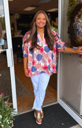 Curvy Kylie Floral Print Puff Sleeve Top