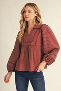 Millicent Polka Dot Peasant Style Top