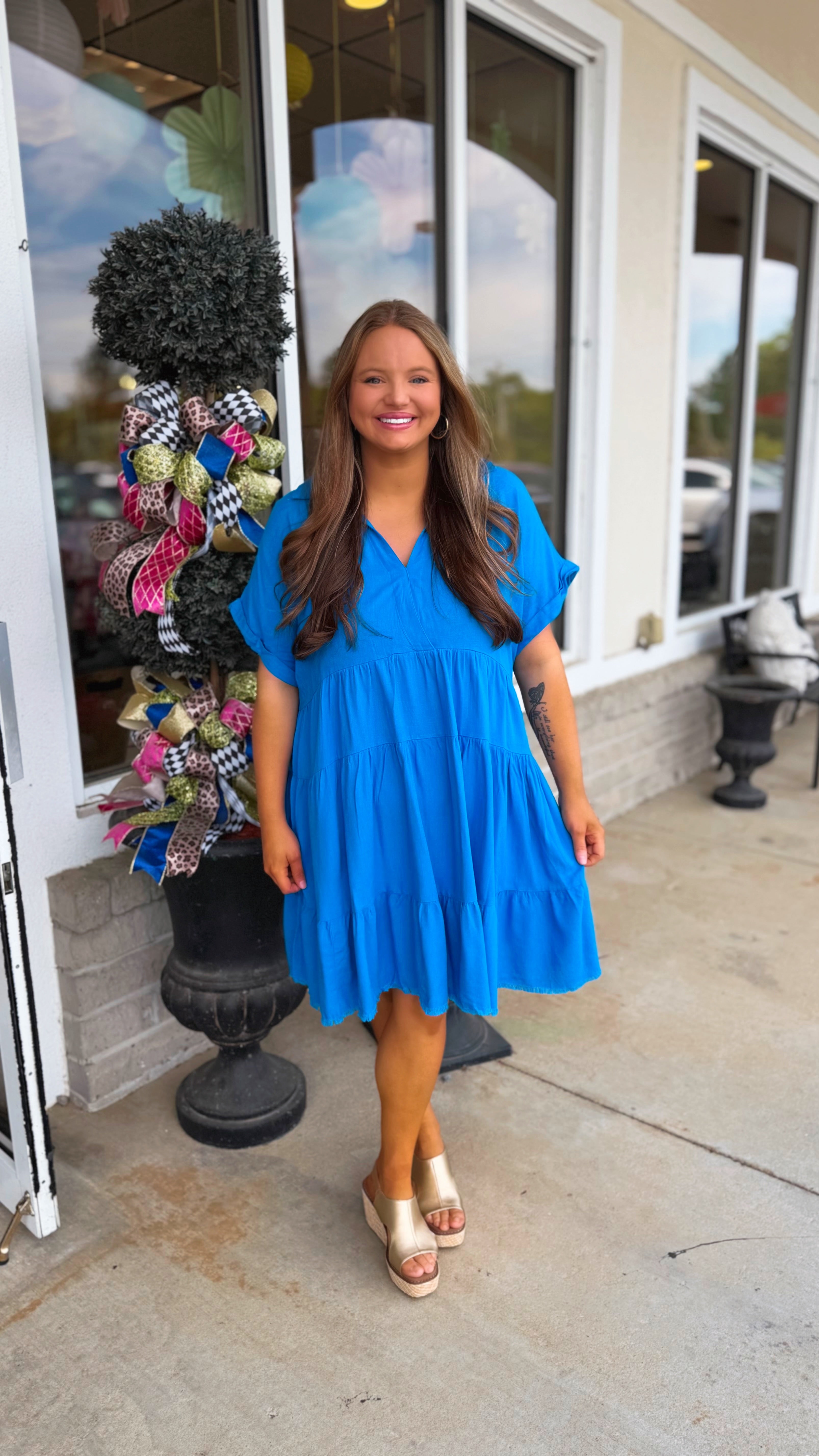 Curvy Madelyn Linen Blend Mini Dress