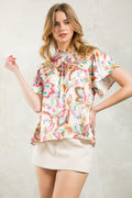 Renada Flutter Sleeve Print Top