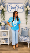 Bethany Blue Applique Chic Top