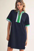 Claire Short Sleeve Zip Front Mini dress
