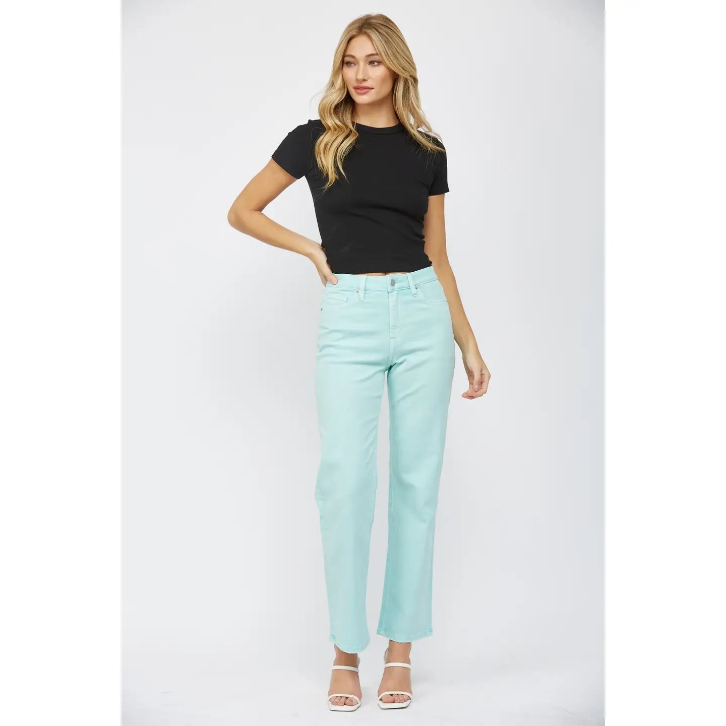 Maggie Mint Mica 90's Relaxed Straight Jeans