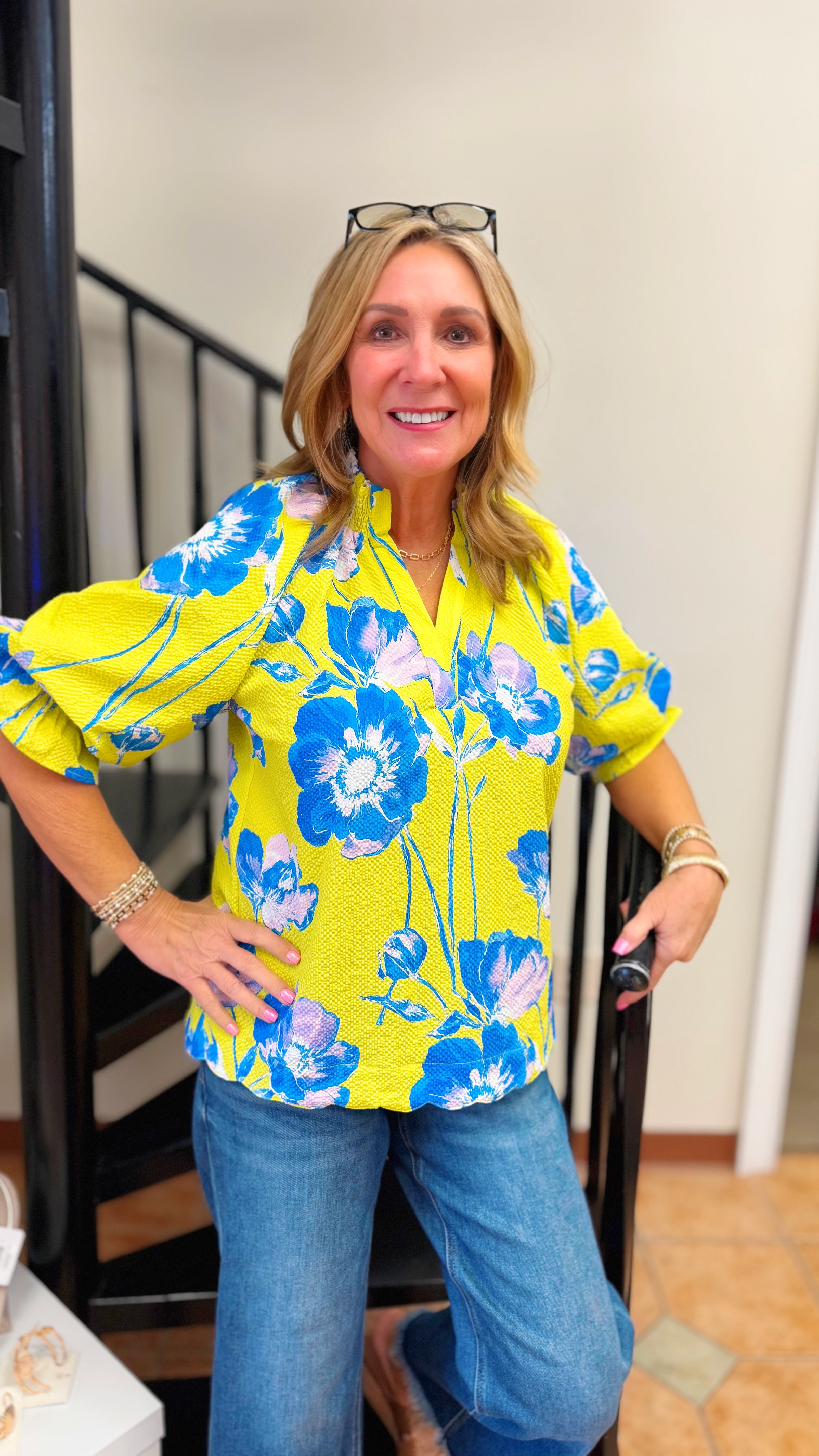 Letty Lime Mix Floral Top