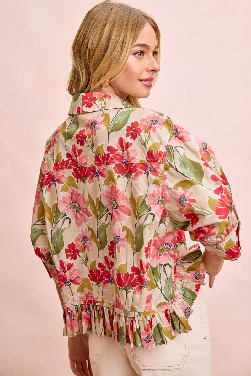 Beatrice Floral Ruffled Hem Top
