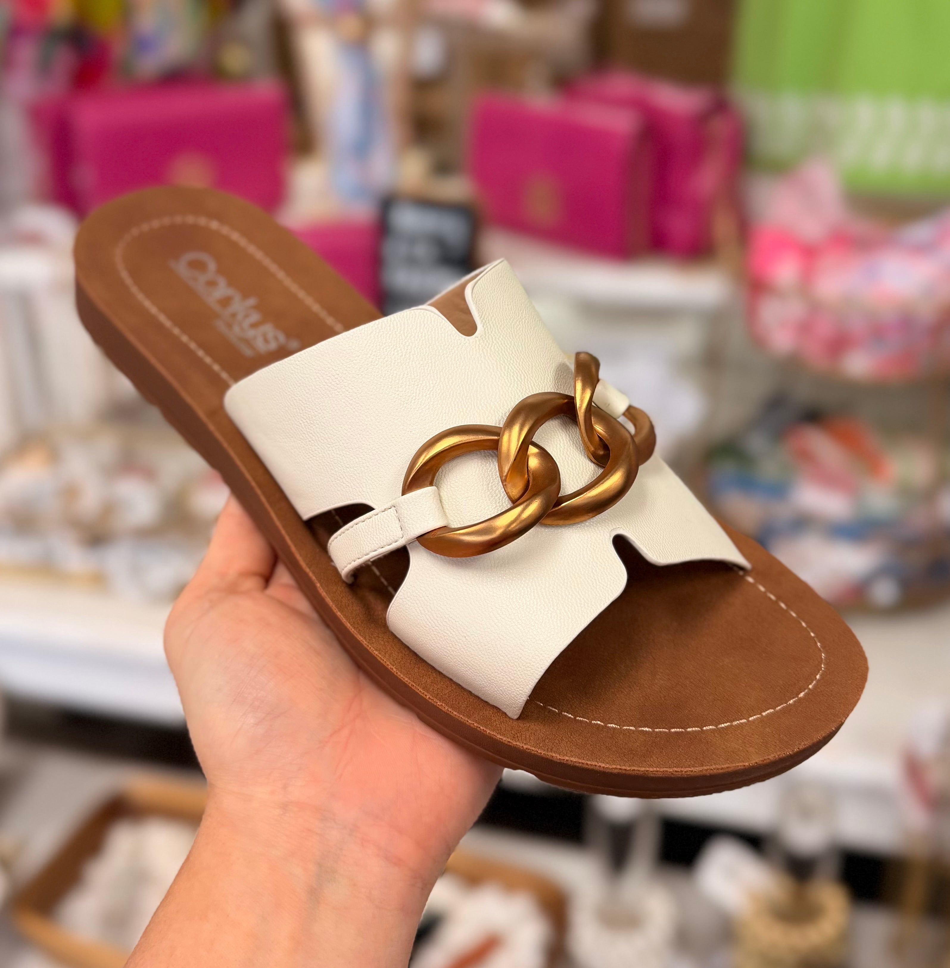 Corkys Chain Letter Ivory Sandals