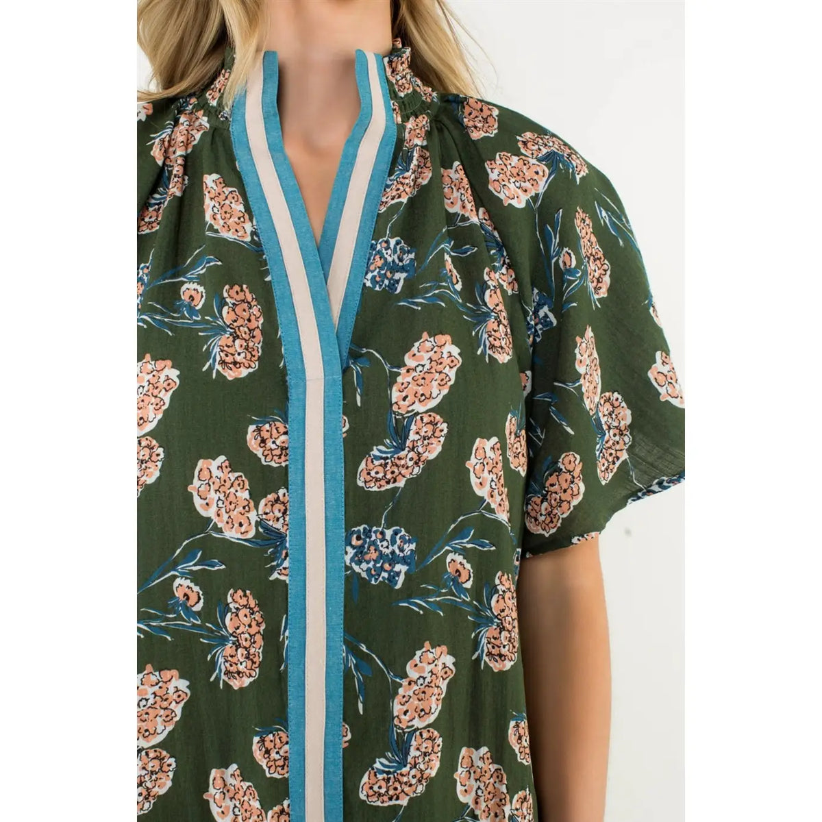Chaney THML Floral Print Short Sleeve Top