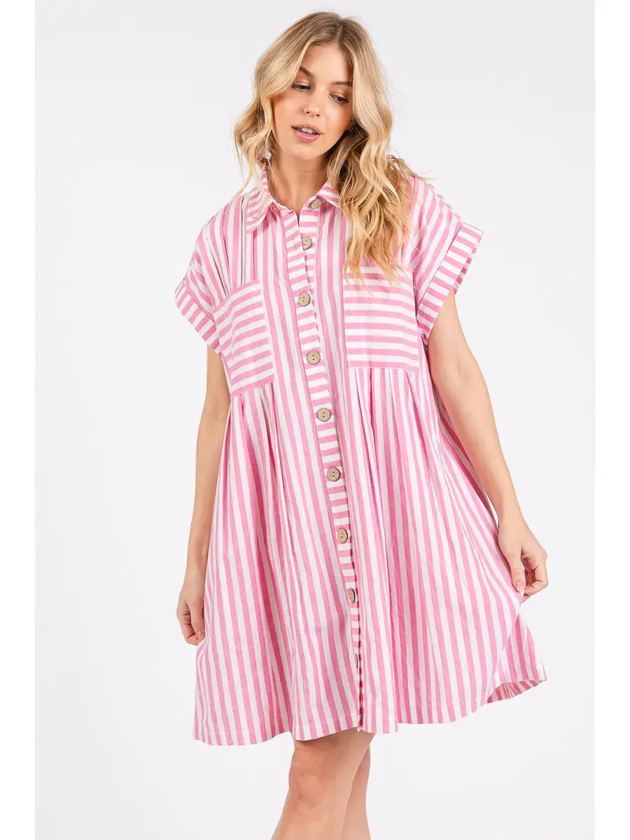Starla Striped Button Down Dress